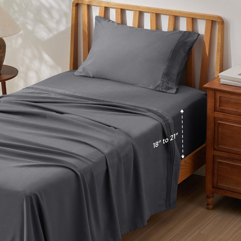 Bedsure Deep Pocket Sheet Set - Fits Mattresses Up to 21 Inches Thick -  GentleSoft Bed Sheet set, Moisture Wicking, Soft & Cooling Bed Sheet & Pillowcases, Easy & Secure Fit
