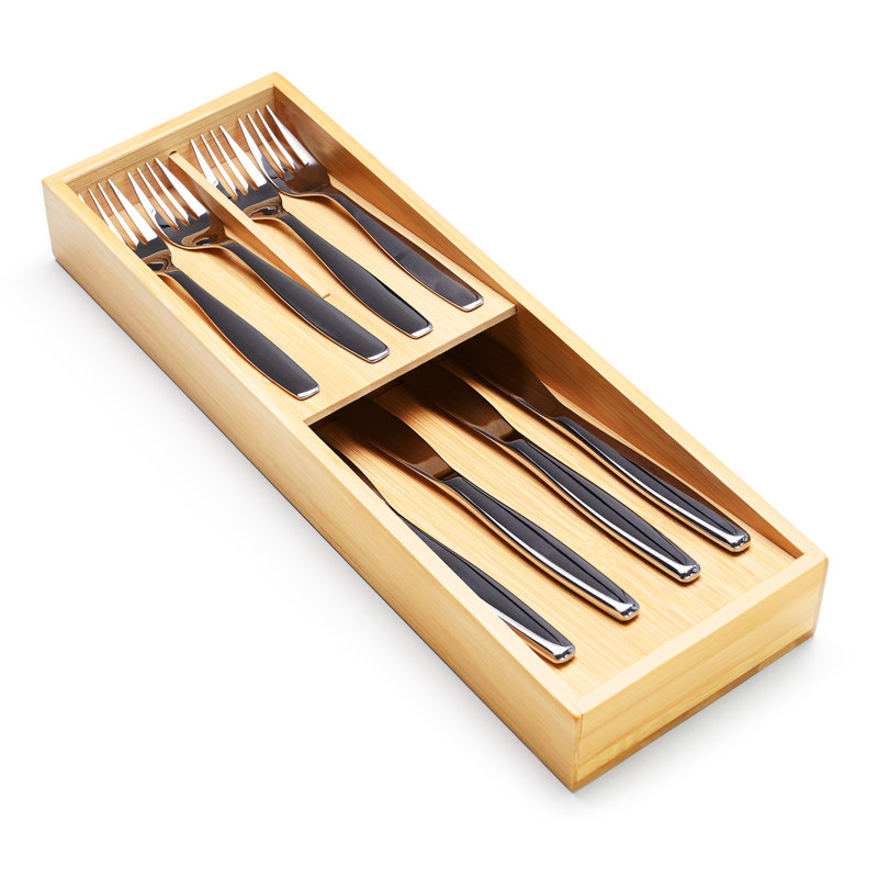 Rangement de tiroir pour couteaux et fourchettes, range-couverts en bambou et ustensiles de cuisine, 1 pièce