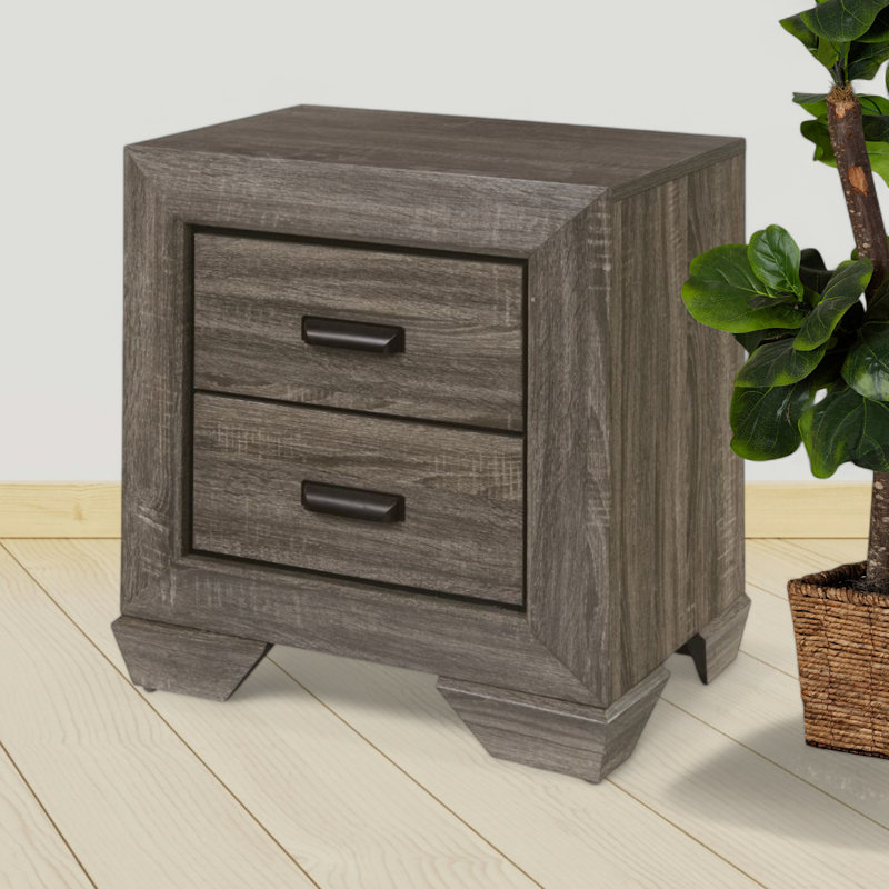 Table de chevet Forte en grain de gris vieilli
