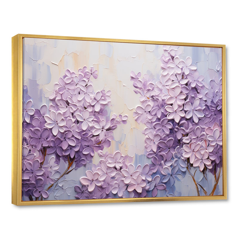 Blooming Lilac Melody III - Lilas, art sur toile, H 30 po x l 40 po x P 1,5 po, Cadre flottant doré