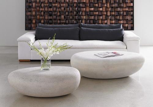 River Stone Solid Coffee Table, 14" H x 42" L x 26" W, Roman Stone