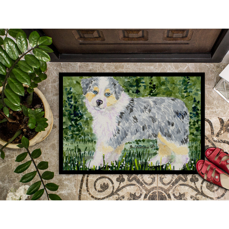 Tapis de porte d’intérieur anti-dérapant pour chien sur fond vert, Rectangle 2 pi x 3 pi