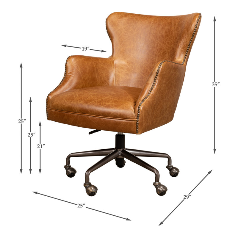 McKellen Leather Swivel Executive Chair, Cuba Brown
