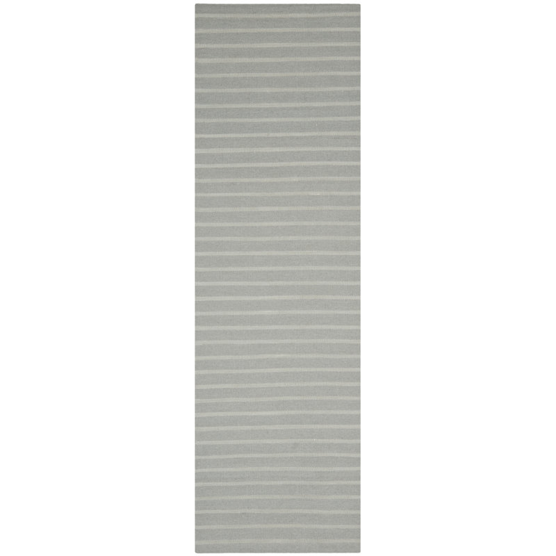 Rodgers Hand Woven Flat Weave Wool Striped Rug, Runner 2'6" x 6'