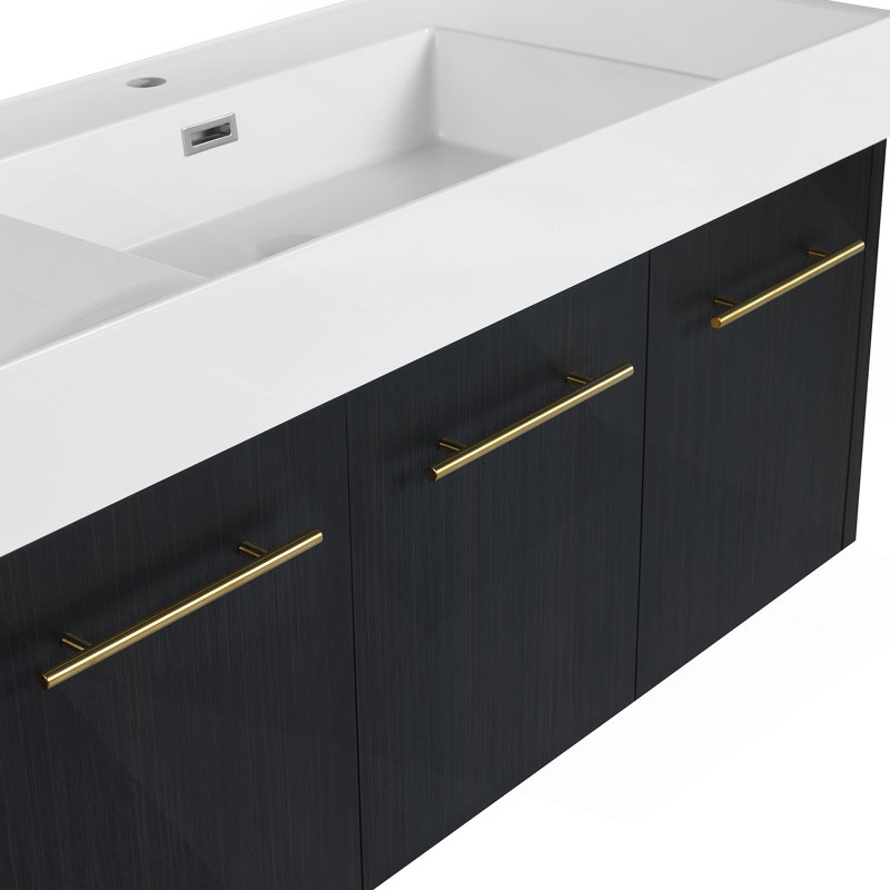 Meuble-lavabo mural 48 po avec lavabo, lavabo à rebords épais en résine