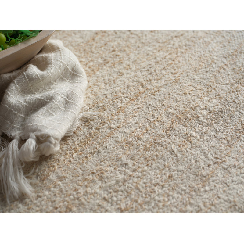 Tranquility flatweave Wool/Mohair Beige Area Rug, Beige, Rectangle 8' x 10'