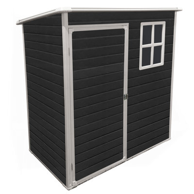 5 Ft X 3 Ft Outdoor Plastic Storage Shed With Floor,Black