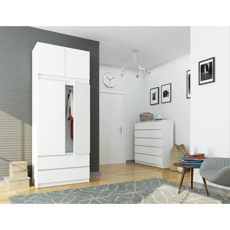 Jacobs 2 Door Manufactured Wood Wardrobe, White