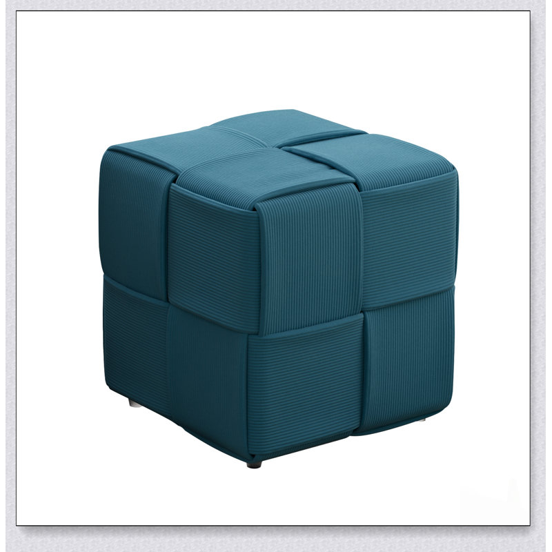 Soft And Comfortable Square Corduroy Ottoman Foot Rest, Perfect For Relaxation And Modern Decor, Blue Velvet