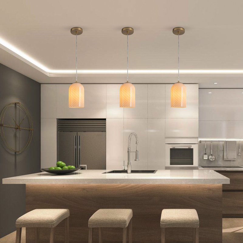 Jaiceon Adjustable Glass Pendant Light Fixtures, Modern Glass Pendant Lighting for Kitchen Island, Orange