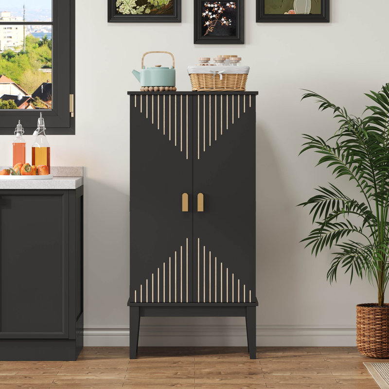 120cm Kitchen Pantry, Black