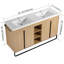 Meuble-lavabo autoportant avec lavabos doubles en résine et rangement ouvert