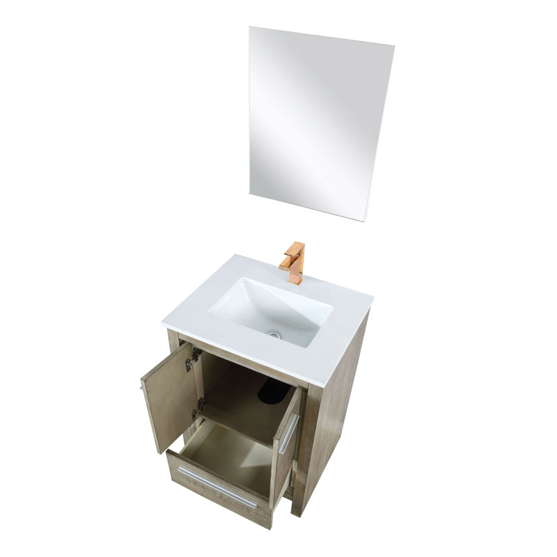 Ensemble de meuble-lavabo simple 18 po x l 20 po x P 20 po Lafarre, Acacia rustique, Quartz blanc