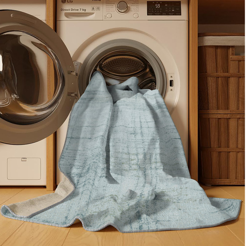 Tapis abstrait gris lavable à la machine, Rectangle 6 pi x 9 pi