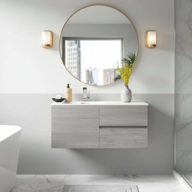 Meuble-lavabo simple de 42 po pour la salle de bain avec comptoir en marbre de culture Beachwood, Soho