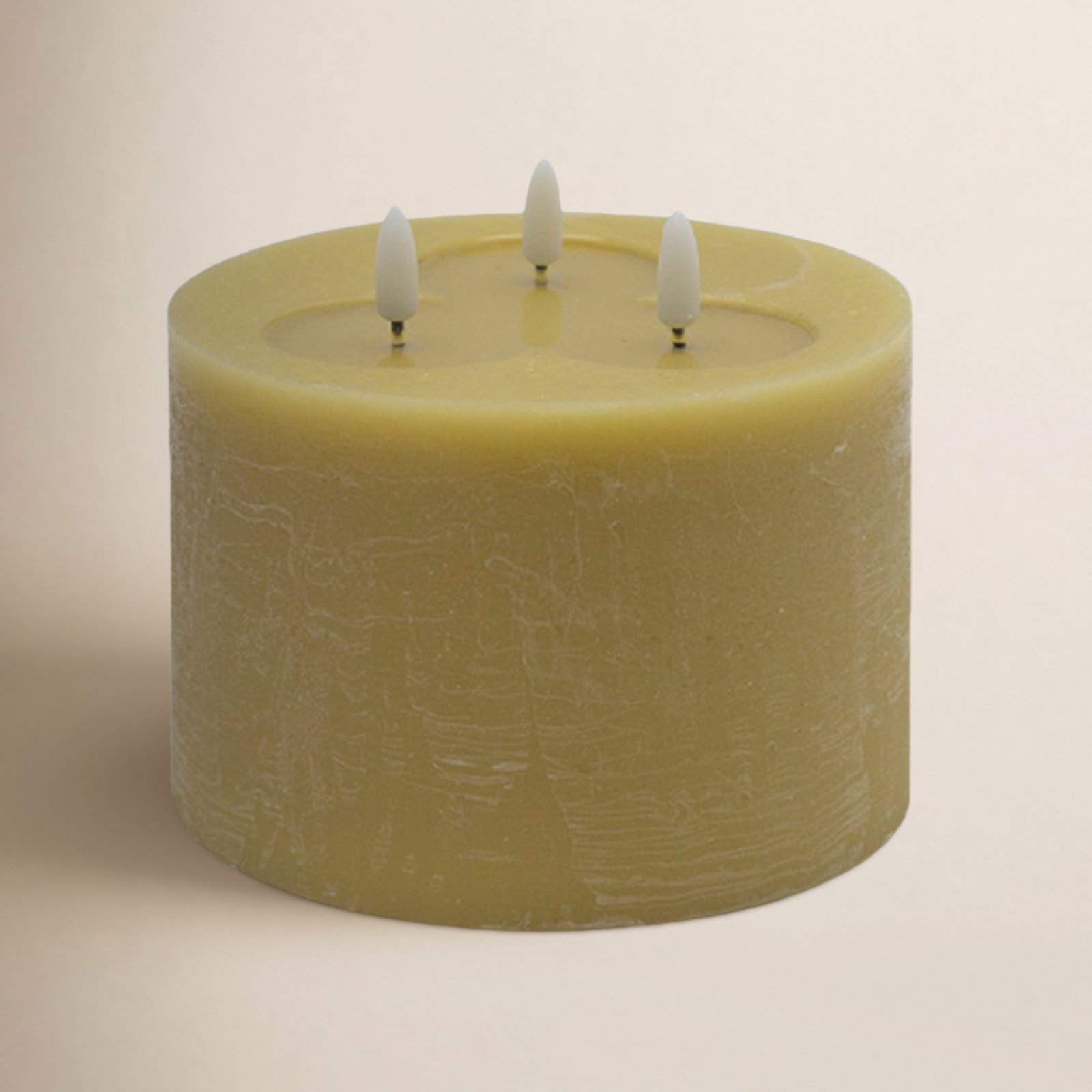 3-Wick Flameless Pillar Candle, Yellow