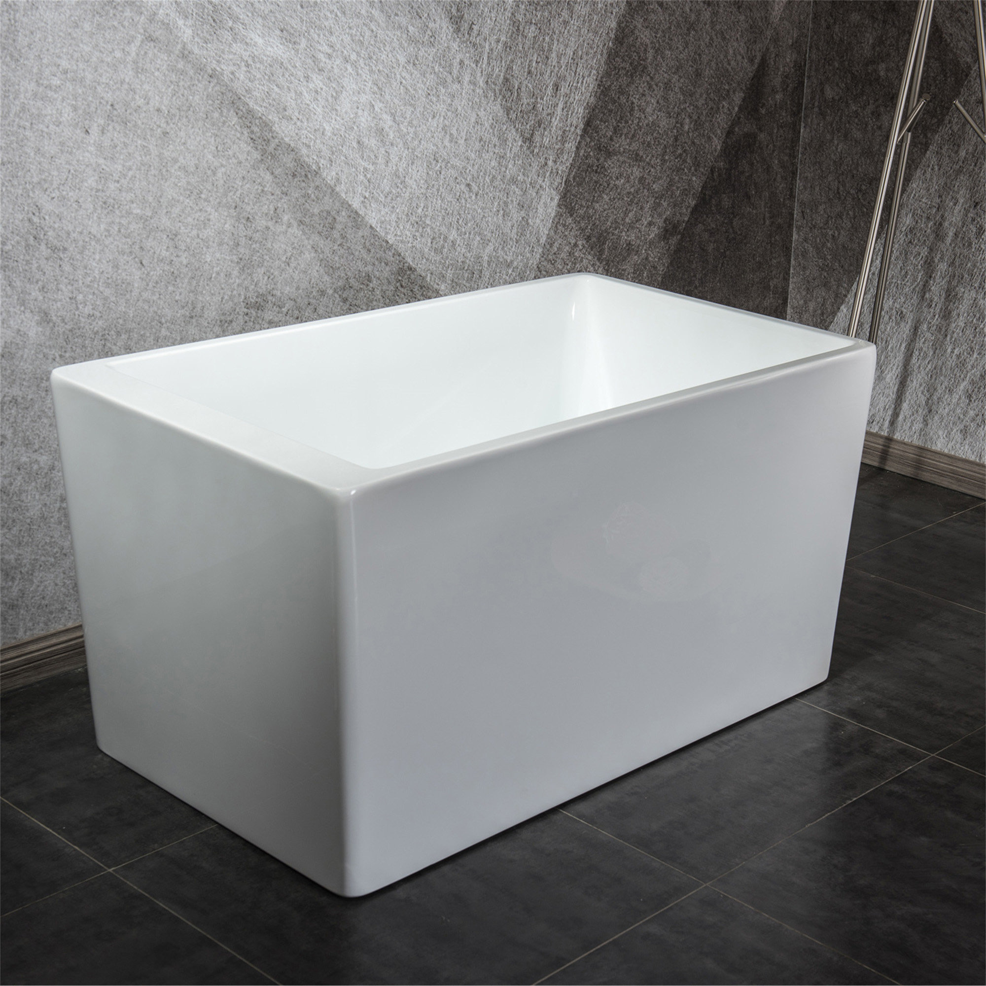 LOONGFIELD Freestanding Acrylic Flatbottom Soaking Tub Bathtub | Wayfair