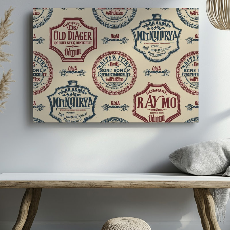 Toile, une conception de papier peint rétro déplie un collage complexe d'étiquettes d'art mural mettant en valeur le vieux rhum de Digger