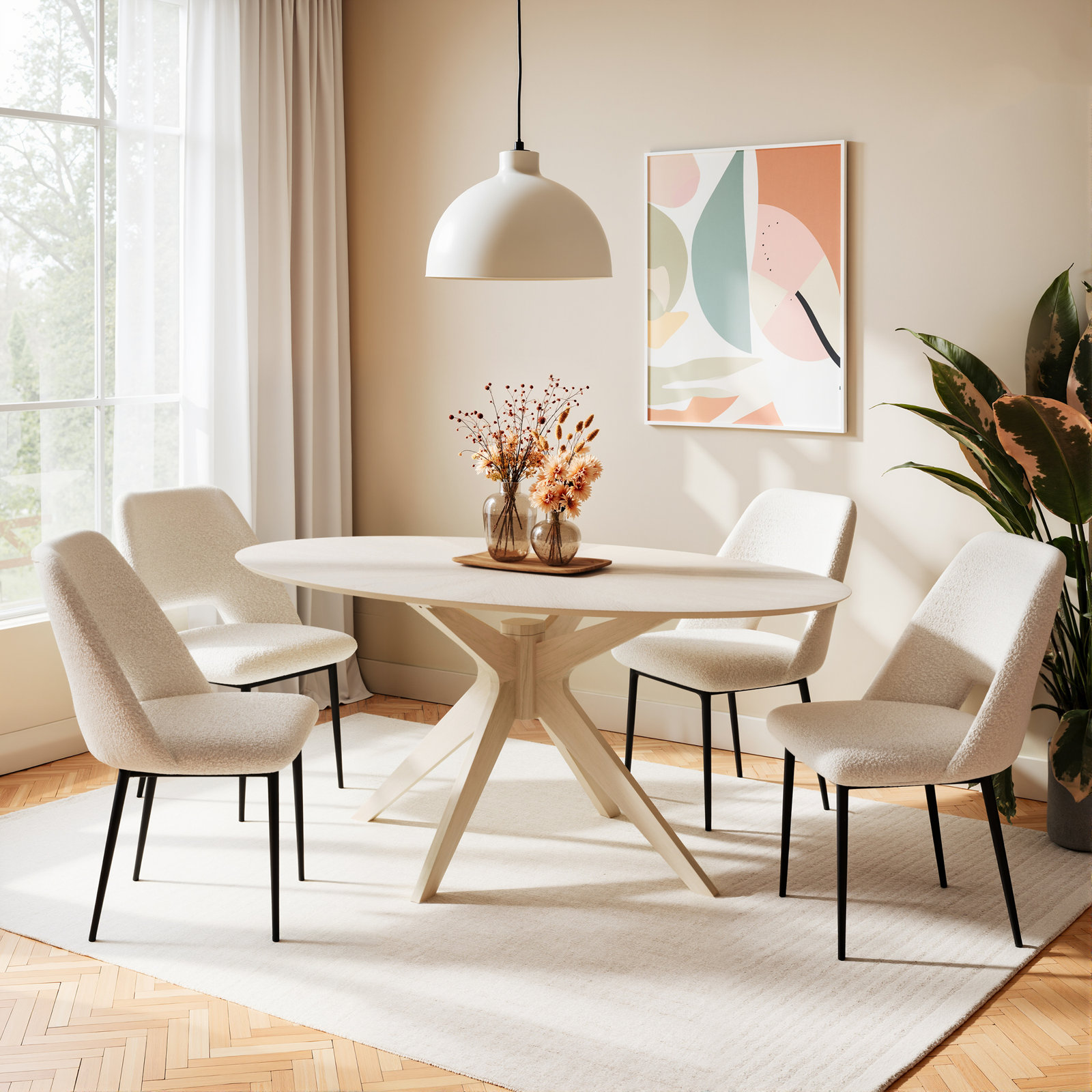 Fenway 70.5'' Oval Dining Table, Wash Top/Wash Base