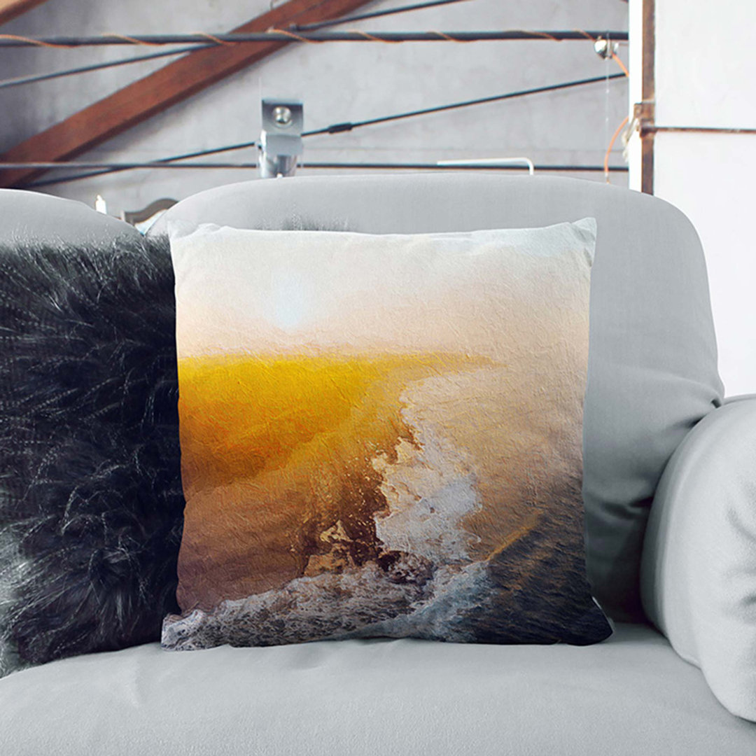 Sunrise over a Beach in France Cushion with Filling