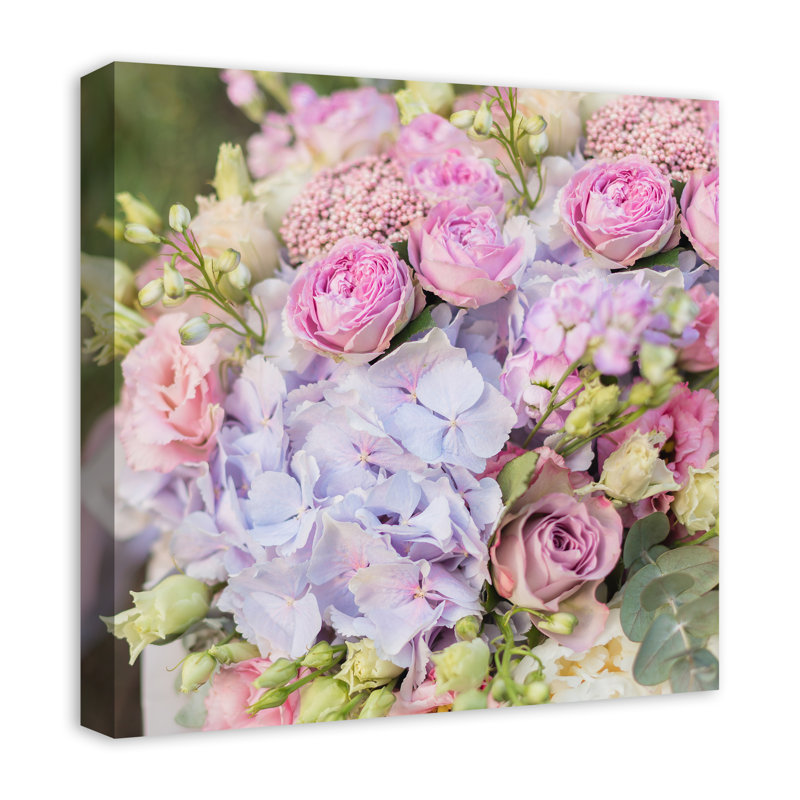 Pastel Hydrangea Bouquet - Wrapped Canvas Photograph