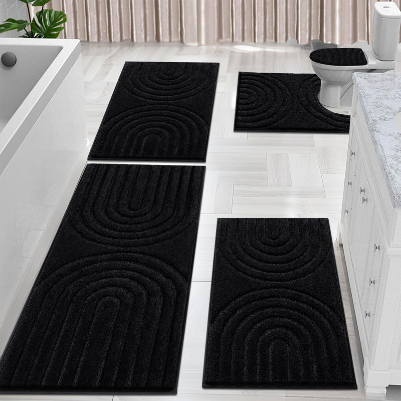 Tapis de bain absorbant (ensemble de 5), Noir