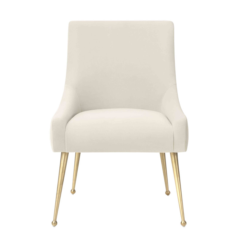 Firkins 18.5'' H Velvet Upholstered Side Chair, Gold, Beige