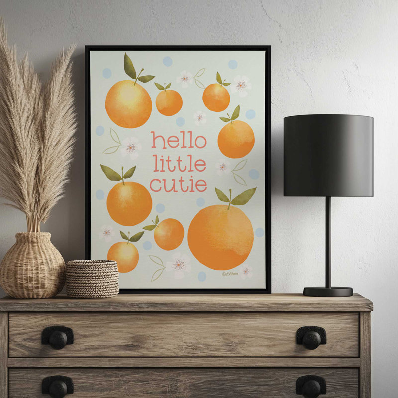 «Hello Little Cutie» par Lisa Larson, reproduction d'art, Toile avec cadre, L 18 po x H 24 po, Blanc