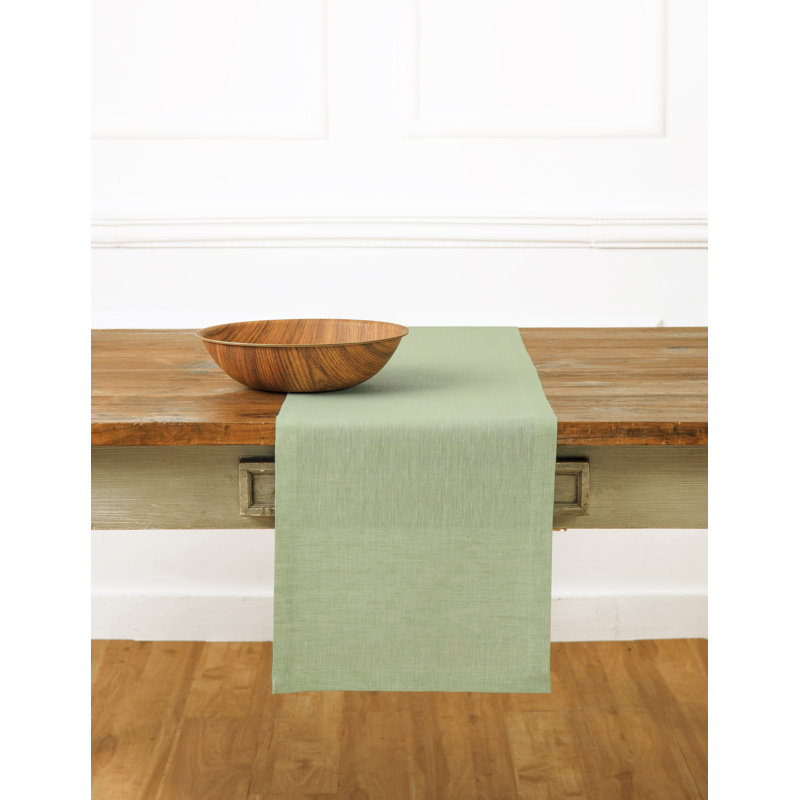 100% Pure Linen Table Runner - Athena, 108" x 14", Chambray Green