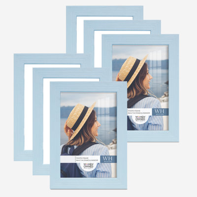 6 Piece 6" x 8" Wood Gallery Wall Set Frame in Light Blue
