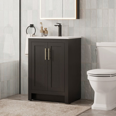 24" Single Bathroom Vanity Set with Ceramic Sink,Black