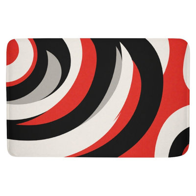Red & Black Swirl Pattern Bath Rug，16 X 24