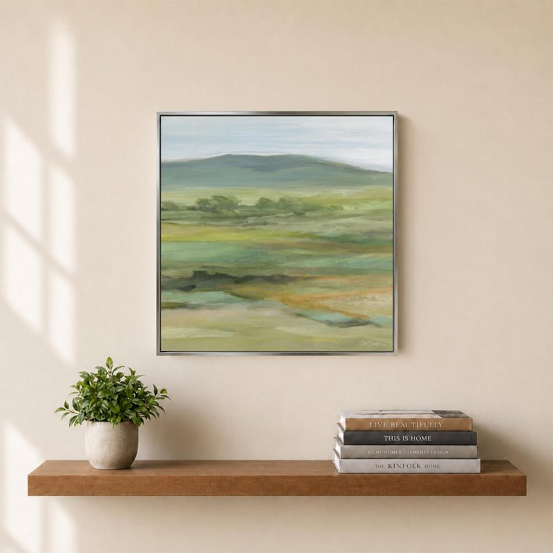 «Vast Expanse I» par Carol Robinson - Impression sur toile, 30" H x 30" W, Cadre plat flottant, Silver