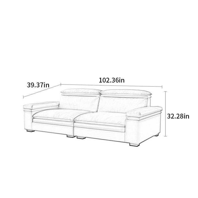 Modern simple cream style sofa, 4, 32.28" H x 102.36" W x 39.37" D