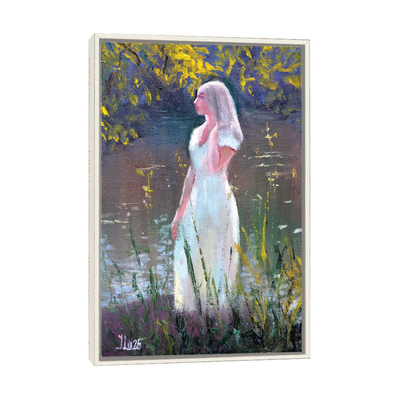 Sun-Kissed Harmony - reproduction d'art murale - toile encadrée, 48" x 32", Framed Canvas, Distressed White