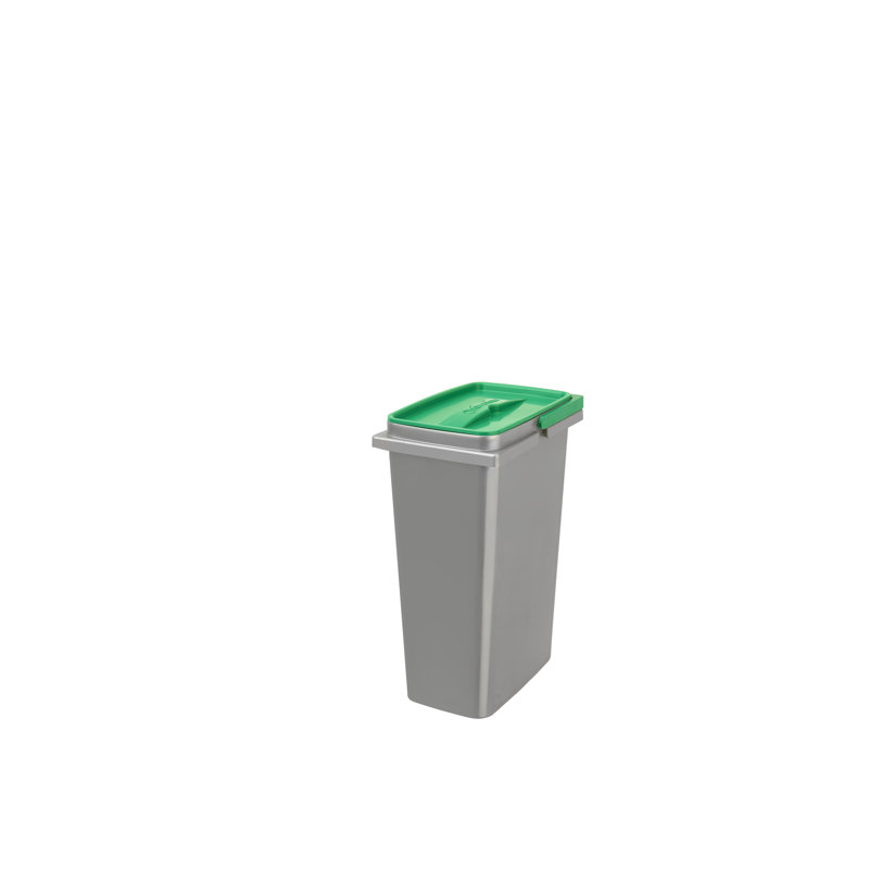 Poubelle de remplacement en polymère argenté de 8 L avec couvercle vert pour les tiroirs Rev-A-Shelf®