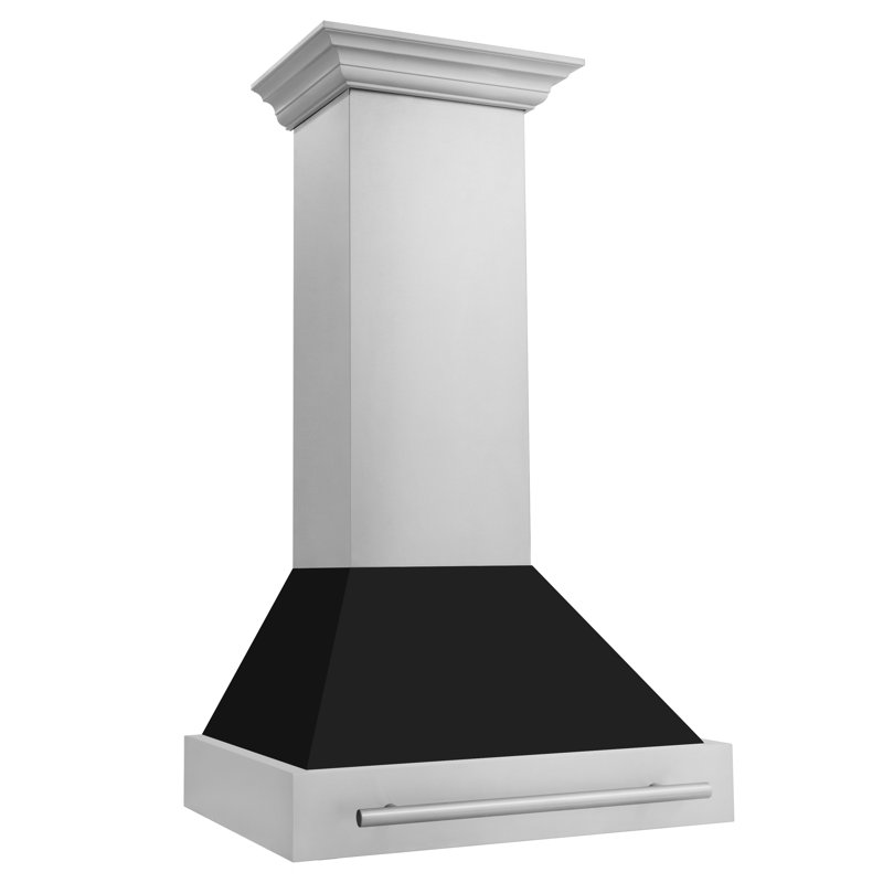 Hotte de cuisine en acier inoxydable ZLINE 30 po avec poignée en acier inoxydable ZLINE, Noir mat