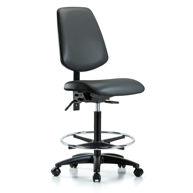 Chaise de travail en vinyle Khallia, Roulettes, Non, Carbone