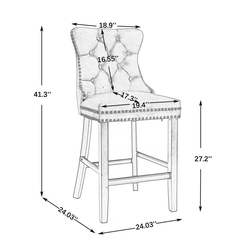 Tabouret de bar 27,2 po Avyonna, Noir, Noir