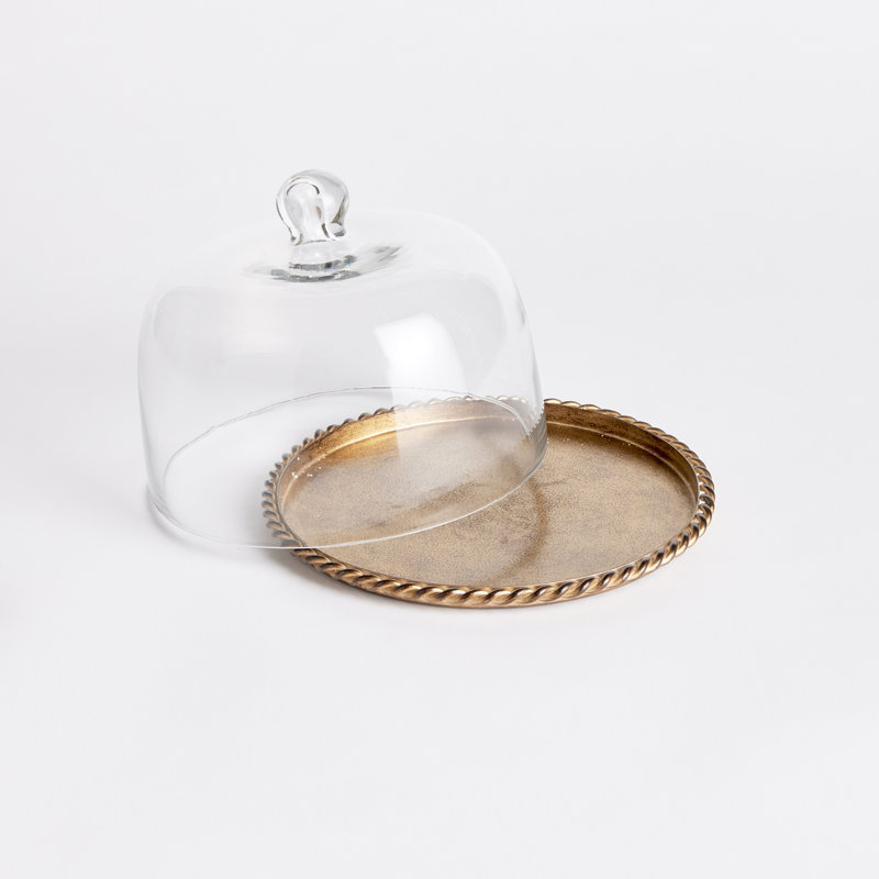 Serving Tray with Cloche, 6.25" H x 9" W x 9" D