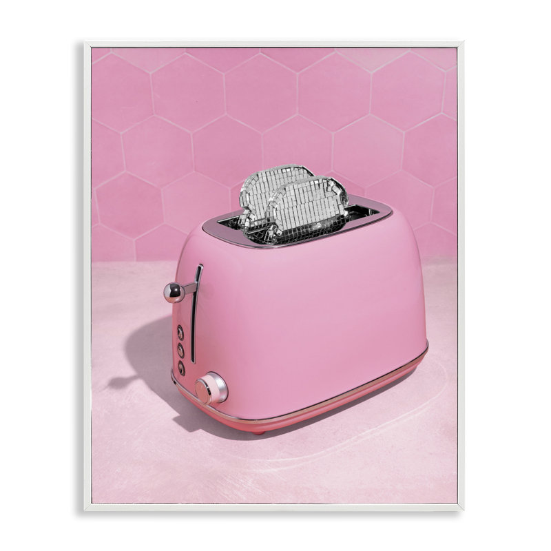 Giclée sur toile Disco Toaster sur rose, design par Lish Creative, 20 x 16, Encadrement giclée blanc côtier