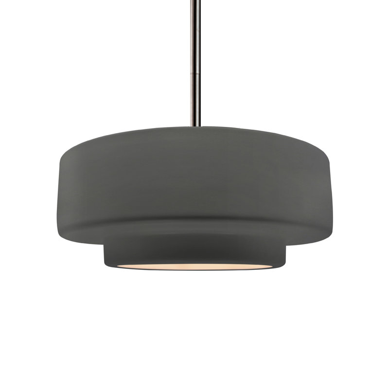 Luminaire suspendu à 1 lumière Meydan, Gris brillant, H 5,25 po x l 14,5 po x P 14,5 po, Nickel brossé