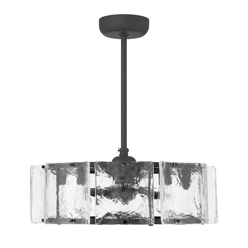 Matte Black 27" LED Chandelier Fan with Clear Glass