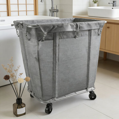 Heavy-Duty Rolling Laundry Cart With Wheels, 320L Large Capacity Commercial & Home Laundry Hamper, Steel Frame With Waterproof Lining And Locking Wheels