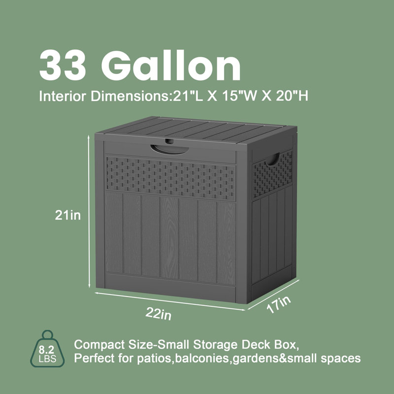 33 Gallon Outdoor Storage Box, Black