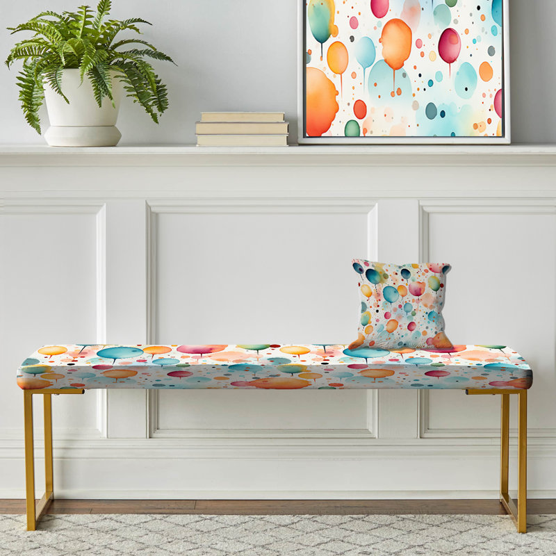 Banc rembourré à pois dorés, Watercolor Delight Polka Dots Pattern