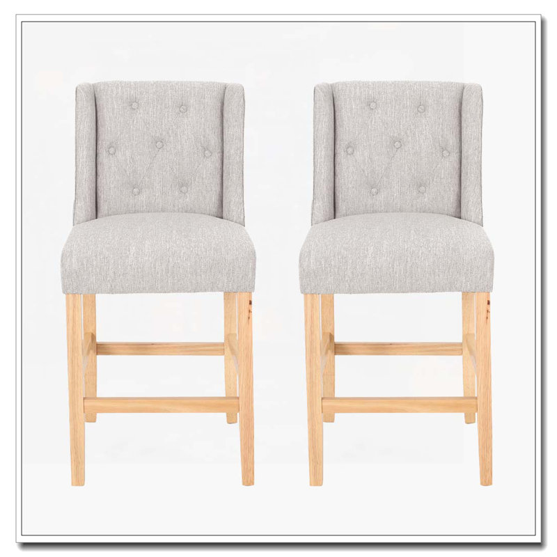 Tabouret de bar 27 po à oreilles capitonné Counter Heith, Gris