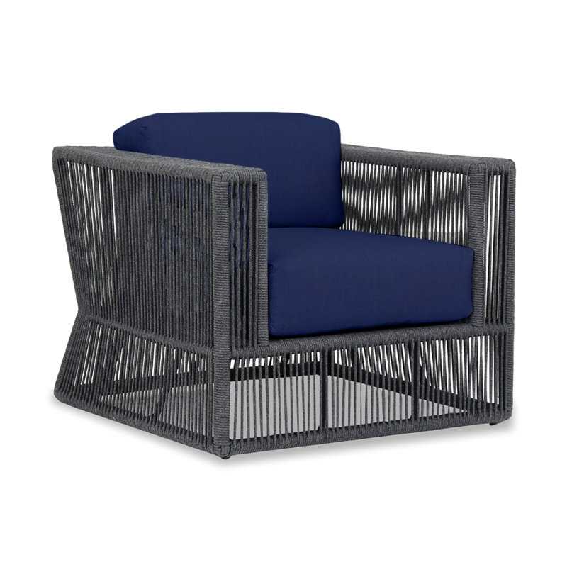 Milano Outdoor Lounge Chair, Echo Midnight Sunbrella®, Black