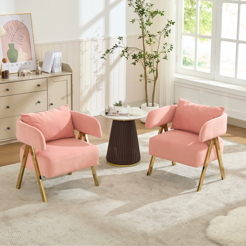 Chaises d'appoint Modern Barrel (ensemble de 2), Rose