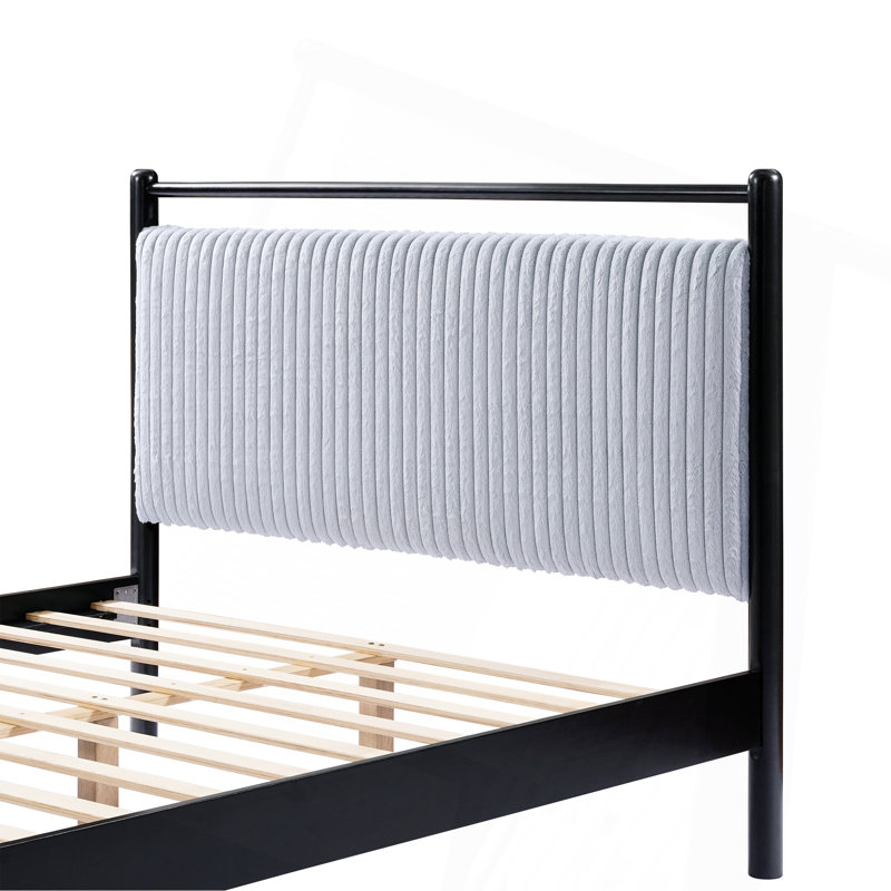 Upholstered Bed With Fluffy Soft Headboard, Frame, Full